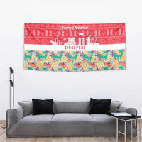 Singapore Christmas Tapestry with Skyline Batik Patterns Landmark Silhouettes and Festive Design - Wonder Print Shop