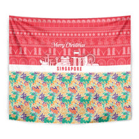 Singapore Christmas Tapestry with Skyline Batik Patterns Landmark Silhouettes and Festive Design - Wonder Print Shop