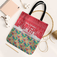 Singapore Christmas Tote Bag with Skyline Batik Patterns Landmark Silhouettes and Festive Design - Wonder Print Shop