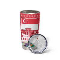 Singapore Christmas Tumbler Cup with Skyline Batik Patterns Landmark Silhouettes and Festive Design - Wonder Print Shop