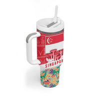 Singapore Christmas Tumbler With Handle with Skyline Batik Patterns Landmark Silhouettes and Festive Design - Wonder Print Shop