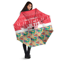 Singapore Christmas Umbrella with Skyline Batik Patterns Landmark Silhouettes and Festive Design - Wonder Print Shop