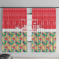 Singapore Christmas Window Curtain with Skyline Batik Patterns Landmark Silhouettes and Festive Design - Wonder Print Shop