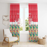 Singapore Christmas Window Curtain with Skyline Batik Patterns Landmark Silhouettes and Festive Design - Wonder Print Shop