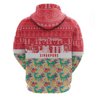 Singapore Christmas Zip Hoodie with Skyline Batik Patterns Landmark Silhouettes and Festive Design - Wonder Print Shop