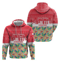 Singapore Christmas Zip Hoodie with Skyline Batik Patterns Landmark Silhouettes and Festive Design - Wonder Print Shop