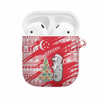 Singapore Christmas AirPods Case with Merlion Santa Hat Batik Christmas Tree and City Skyline Design - Wonder Print Shop