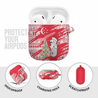 Singapore Christmas AirPods Case with Merlion Santa Hat Batik Christmas Tree and City Skyline Design - Wonder Print Shop