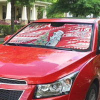 Singapore Christmas Auto Sun Shade with Merlion Santa Hat Batik Christmas Tree and City Skyline Design - Wonder Print Shop
