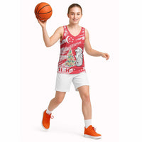 Singapore Christmas Basketball Jersey with Merlion Santa Hat Batik Christmas Tree and City Skyline Design - Wonder Print Shop