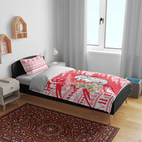 Singapore Christmas Bedding Set with Merlion Santa Hat Batik Christmas Tree and City Skyline Design - Wonder Print Shop