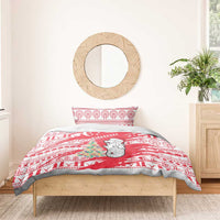 Singapore Christmas Bedding Set with Merlion Santa Hat Batik Christmas Tree and City Skyline Design - Wonder Print Shop