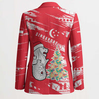 Singapore Christmas Blazer with Merlion Santa Hat Batik Christmas Tree and City Skyline Design - Wonder Print Shop