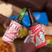 Singapore Christmas 4 in 1 Can Cooler Tumbler with Merlion Santa Hat Batik Christmas Tree and City Skyline Design - Wonder Print Shop