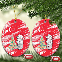 Singapore Christmas Ceramic Ornament with Merlion Santa Hat Batik Christmas Tree and City Skyline Design - Wonder Print Shop