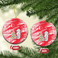 Singapore Christmas Ceramic Ornament with Merlion Santa Hat Batik Christmas Tree and City Skyline Design - Wonder Print Shop