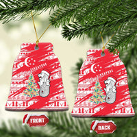 Singapore Christmas Ceramic Ornament with Merlion Santa Hat Batik Christmas Tree and City Skyline Design - Wonder Print Shop