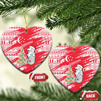 Singapore Christmas Ceramic Ornament with Merlion Santa Hat Batik Christmas Tree and City Skyline Design - Wonder Print Shop