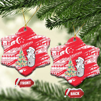 Singapore Christmas Ceramic Ornament with Merlion Santa Hat Batik Christmas Tree and City Skyline Design - Wonder Print Shop