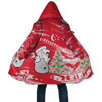 Singapore Christmas Cloak with Merlion Santa Hat Batik Christmas Tree and City Skyline Design - Wonder Print Shop