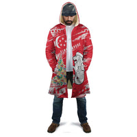 Singapore Christmas Cloak with Merlion Santa Hat Batik Christmas Tree and City Skyline Design - Wonder Print Shop