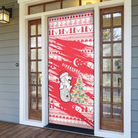 Singapore Christmas Door Cover with Merlion Santa Hat Batik Christmas Tree and City Skyline Design - Wonder Print Shop
