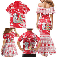 Singapore Christmas Family Matching Mermaid Dress and Hawaiian Shirt with Merlion Santa Hat Batik Christmas Tree and City Skyline Design - Wonder Print Shop