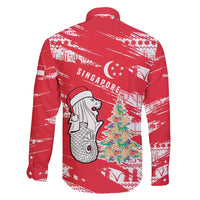 Singapore Christmas Family Matching Puletasi and Hawaiian Shirt with Merlion Santa Hat Batik Christmas Tree and City Skyline Design - Wonder Print Shop