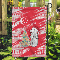 Singapore Christmas Garden Flag with Merlion Santa Hat Batik Christmas Tree and City Skyline Design - Wonder Print Shop