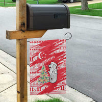 Singapore Christmas Garden Flag with Merlion Santa Hat Batik Christmas Tree and City Skyline Design - Wonder Print Shop