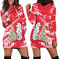 Singapore Christmas Hoodie Dress with Merlion Santa Hat Batik Christmas Tree and City Skyline Design - Wonder Print Shop