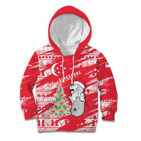 Singapore Christmas Kid Hoodie with Merlion Santa Hat Batik Christmas Tree and City Skyline Design - Wonder Print Shop