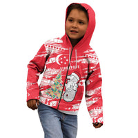 Singapore Christmas Kid Hoodie with Merlion Santa Hat Batik Christmas Tree and City Skyline Design - Wonder Print Shop