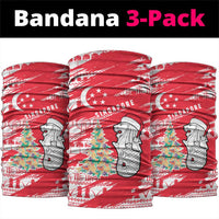 Singapore Christmas Neck Gaiter with Merlion Santa Hat Batik Christmas Tree and City Skyline Design - Wonder Print Shop