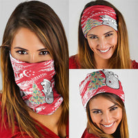 Singapore Christmas Neck Gaiter with Merlion Santa Hat Batik Christmas Tree and City Skyline Design - Wonder Print Shop