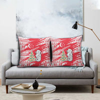 Singapore Christmas Pillow Cover with Merlion Santa Hat Batik Christmas Tree and City Skyline Design - Wonder Print Shop