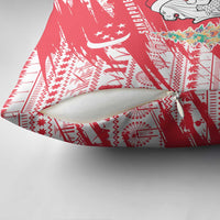 Singapore Christmas Pillow Cover with Merlion Santa Hat Batik Christmas Tree and City Skyline Design - Wonder Print Shop