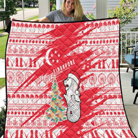 Singapore Christmas Quilt with Merlion Santa Hat Batik Christmas Tree and City Skyline Design - Wonder Print Shop