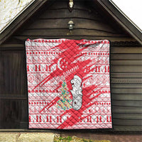 Singapore Christmas Quilt with Merlion Santa Hat Batik Christmas Tree and City Skyline Design - Wonder Print Shop