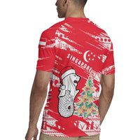Singapore Christmas Rugby Jersey with Merlion Santa Hat Batik Christmas Tree and City Skyline Design - Wonder Print Shop