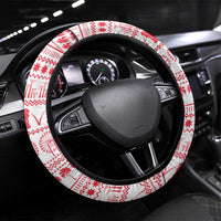 Singapore Christmas Steering Wheel Cover with Merlion Santa Hat Batik Christmas Tree and City Skyline Design - Wonder Print Shop