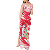 Singapore Christmas Tank Maxi Dress with Merlion Santa Hat Batik Christmas Tree and City Skyline Design - Wonder Print Shop