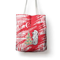 Singapore Christmas Tote Bag with Merlion Santa Hat Batik Christmas Tree and City Skyline Design - Wonder Print Shop