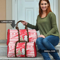 Singapore Christmas Travel Bag with Merlion Santa Hat Batik Christmas Tree and City Skyline Design - Wonder Print Shop