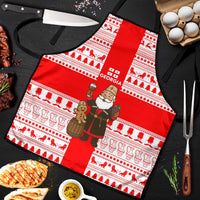 Georgia Christmas Apron with Santa in Chokha Wine Barrel Gingerbread and Coat of Arms Design - Wonder Print Shop