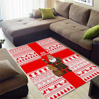Georgia Christmas Area Rug with Santa in Chokha Wine Barrel Gingerbread and Coat of Arms Design - Wonder Print Shop