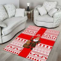 Georgia Christmas Area Rug with Santa in Chokha Wine Barrel Gingerbread and Coat of Arms Design - Wonder Print Shop