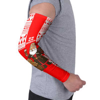 Georgia Christmas Arm Sleeves with Santa in Chokha Wine Barrel Gingerbread and Coat of Arms Design - Wonder Print Shop