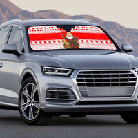 Georgia Christmas Auto Sun Shade with Santa in Chokha Wine Barrel Gingerbread and Coat of Arms Design - Wonder Print Shop