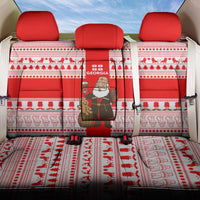 Georgia Christmas Back Car Seat Cover with Santa in Chokha Wine Barrel Gingerbread and Coat of Arms Design - Wonder Print Shop